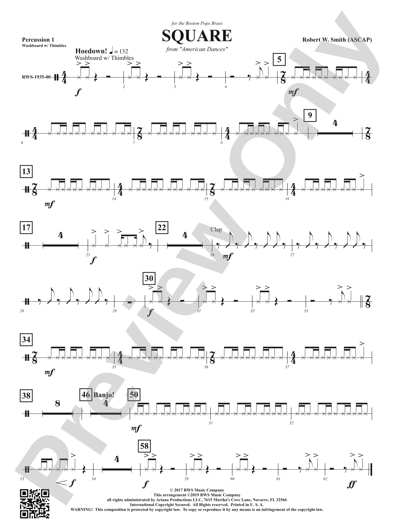 Square - Mvt. 2 from <i>American Dances</i>: 1st Percussion