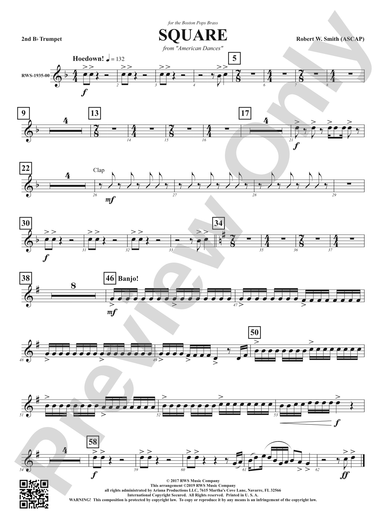 Square - Mvt. 2 from <i>American Dances</i>: 2nd B-flat Trumpet