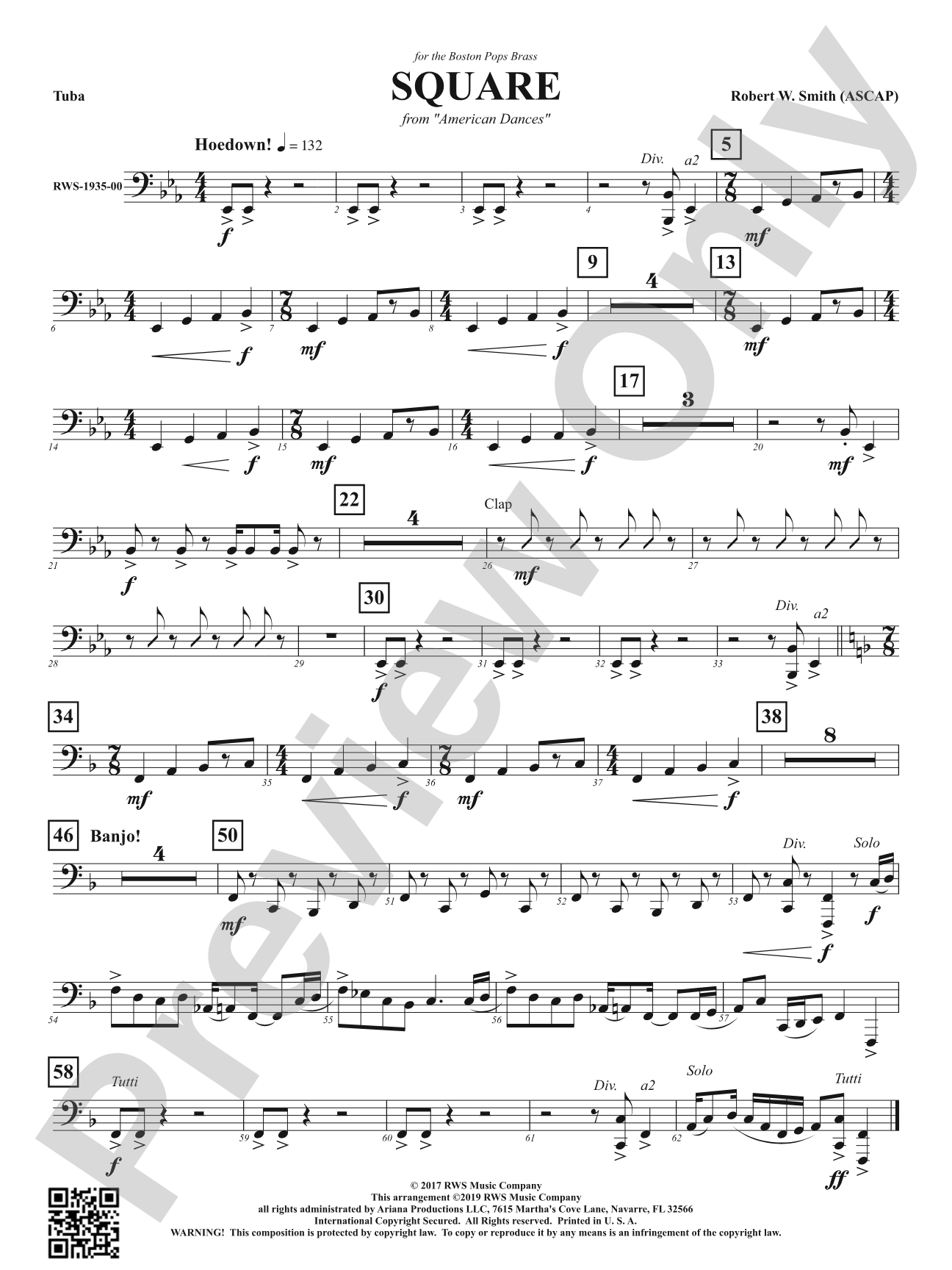 Square - Mvt. 2 from <i>American Dances</i>: Tuba
