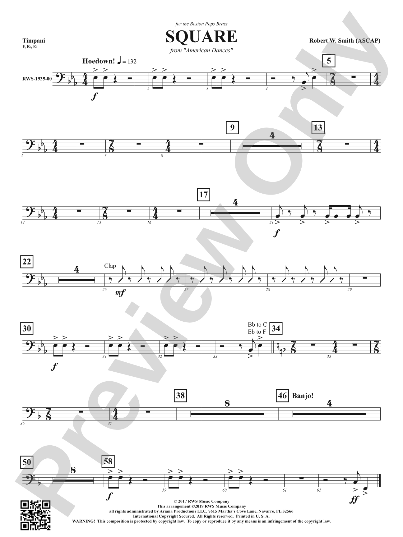 Square - Mvt. 2 from <i>American Dances</i>: Timpani