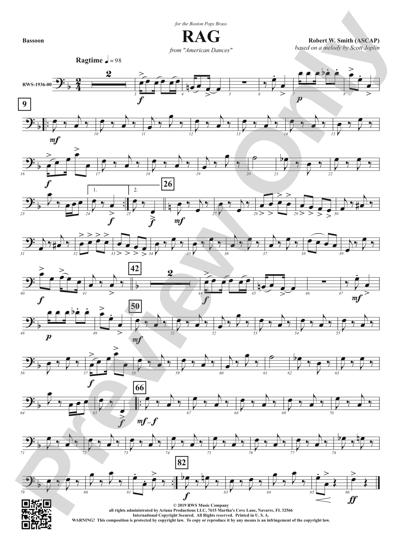 Rag - Mvt. 1 from <i>American Dances</i>: Bassoon
