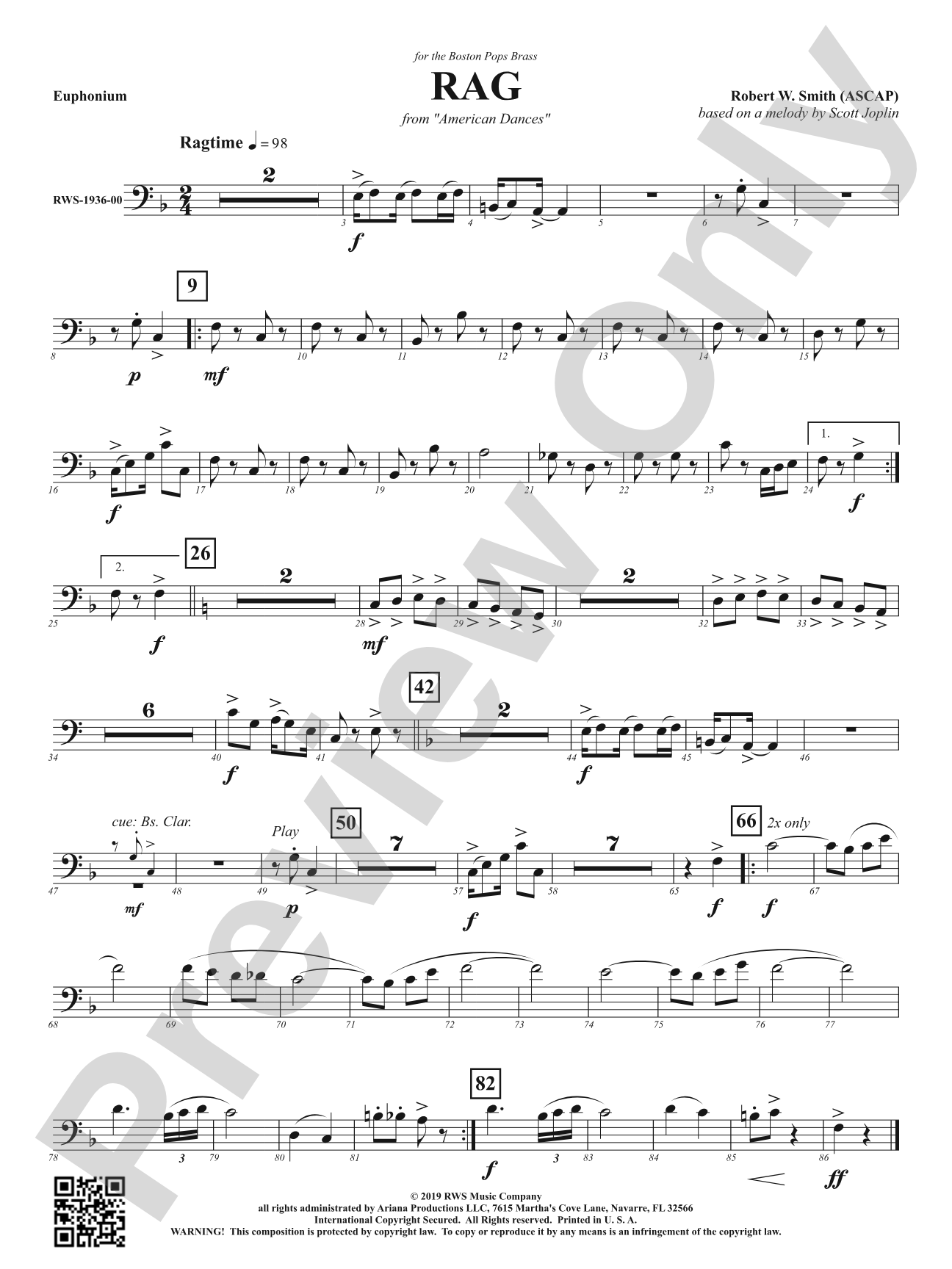 Rag - Mvt. 1 from <i>American Dances</i>: Baritone B.C.