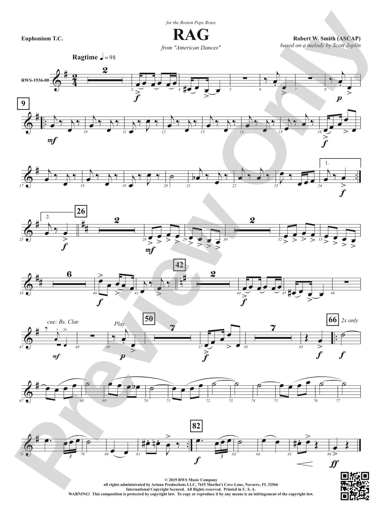 Rag - Mvt. 1 from <i>American Dances</i>: Baritone T.C.