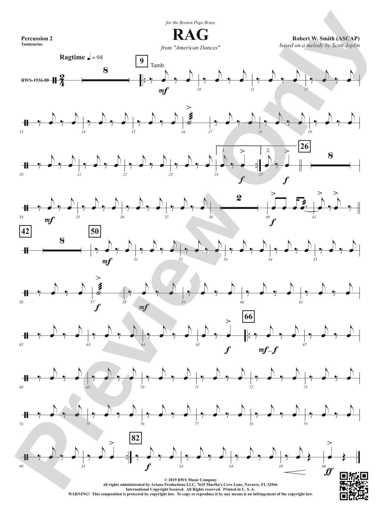 Rag - Mvt. 1 from <i>American Dances</i>: 2nd Percussion