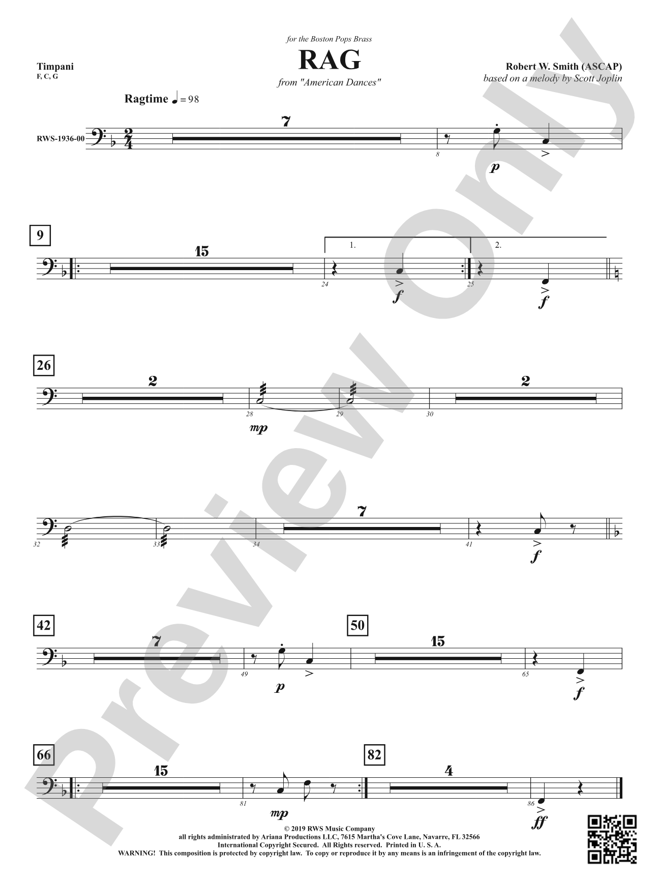 Rag - Mvt. 1 from <i>American Dances</i>: Timpani