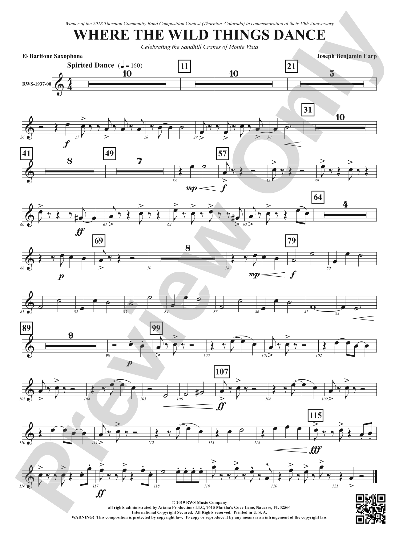 Where the Wild Things Dance - Celebrating the Sandhill Cranes of Monte Vista: E-flat Baritone Saxophone