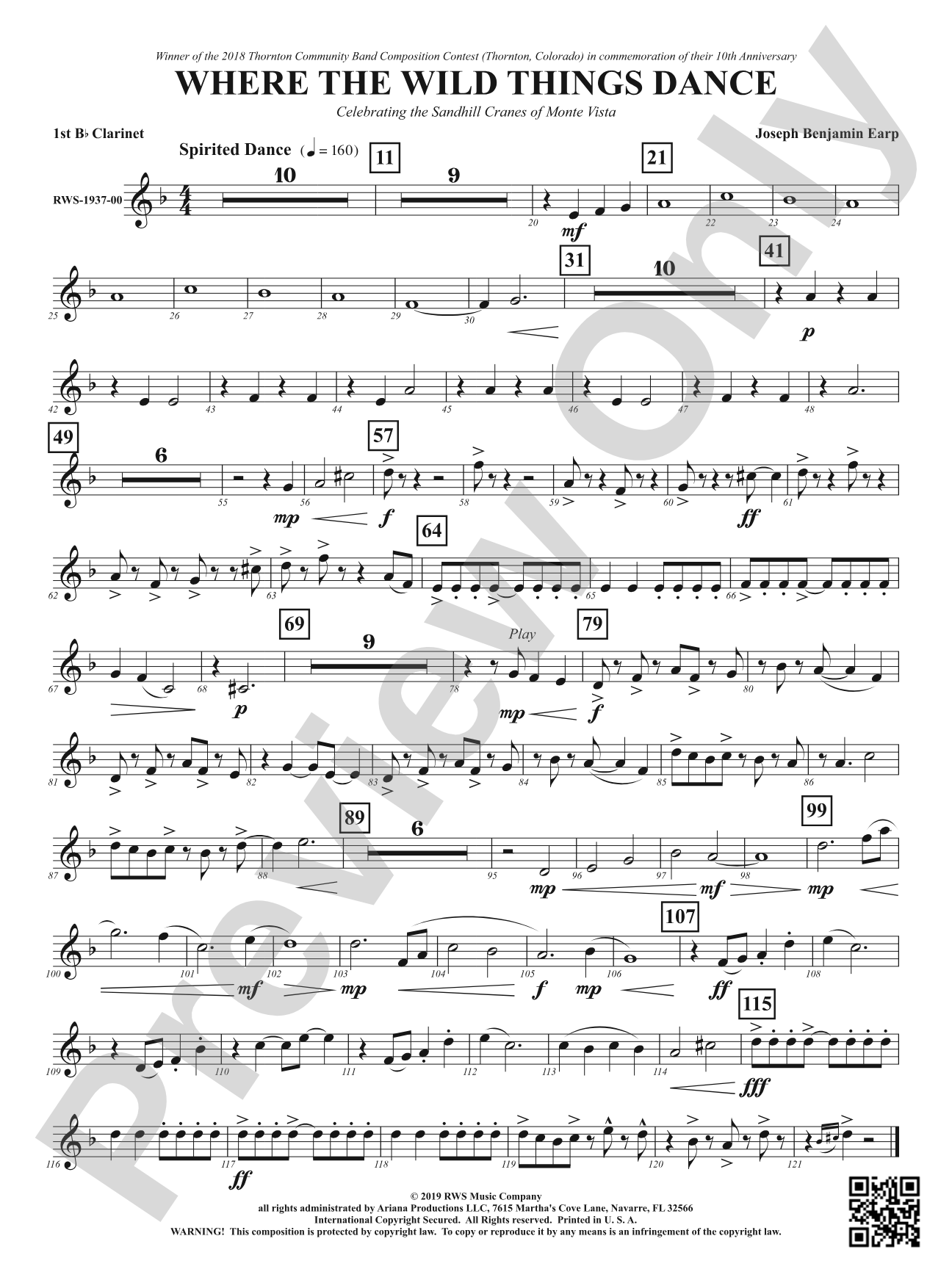 Where the Wild Things Dance - Celebrating the Sandhill Cranes of Monte Vista: 1st B-flat Clarinet