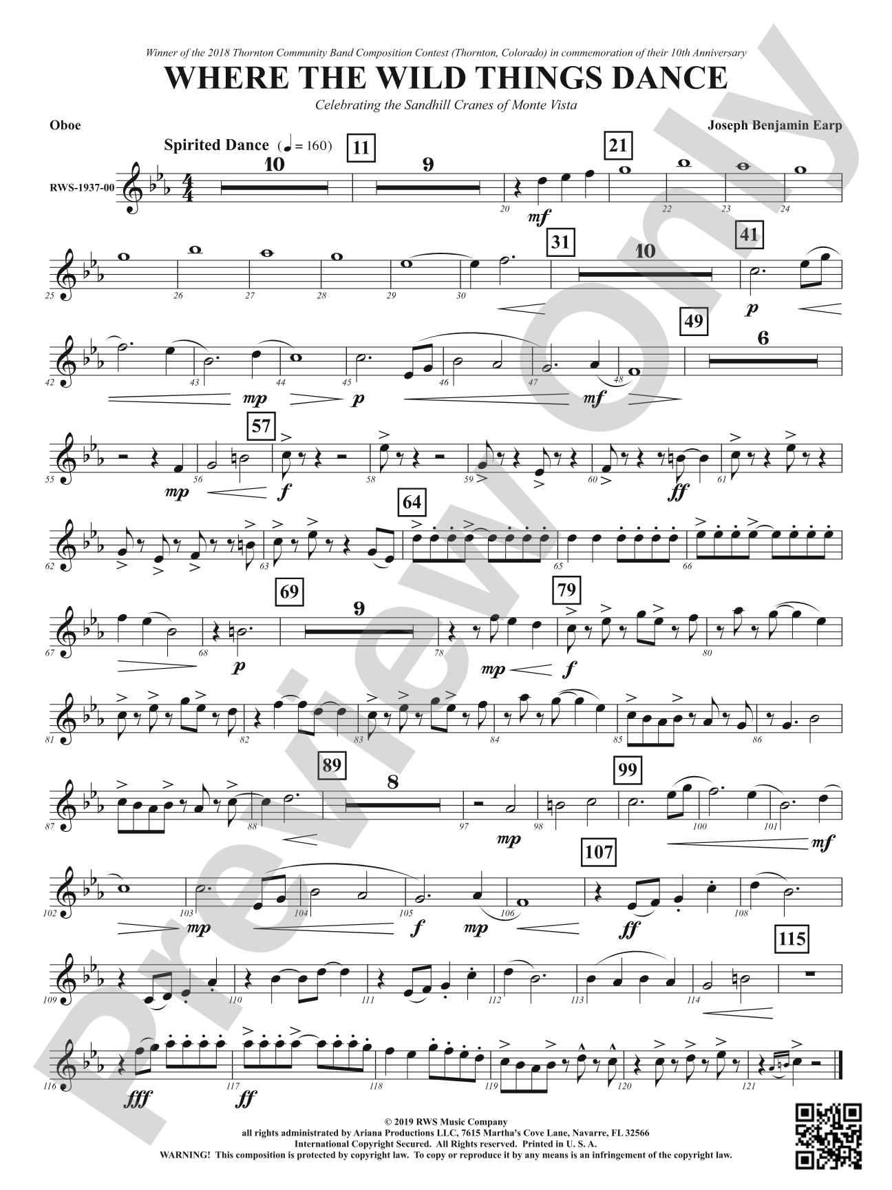 Where the Wild Things Dance - Celebrating the Sandhill Cranes of Monte Vista: Oboe