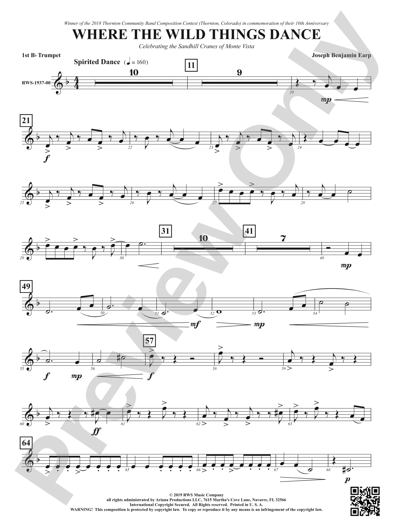 Where the Wild Things Dance - Celebrating the Sandhill Cranes of Monte Vista: 1st B-flat Trumpet