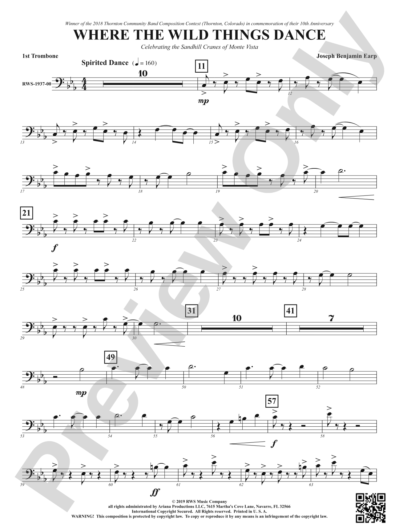 Where the Wild Things Dance - Celebrating the Sandhill Cranes of Monte Vista: 1st Trombone