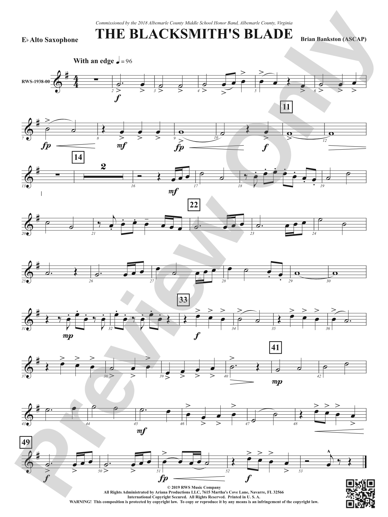 The Blacksmith's Blade: 1st E-flat Alto Saxophone