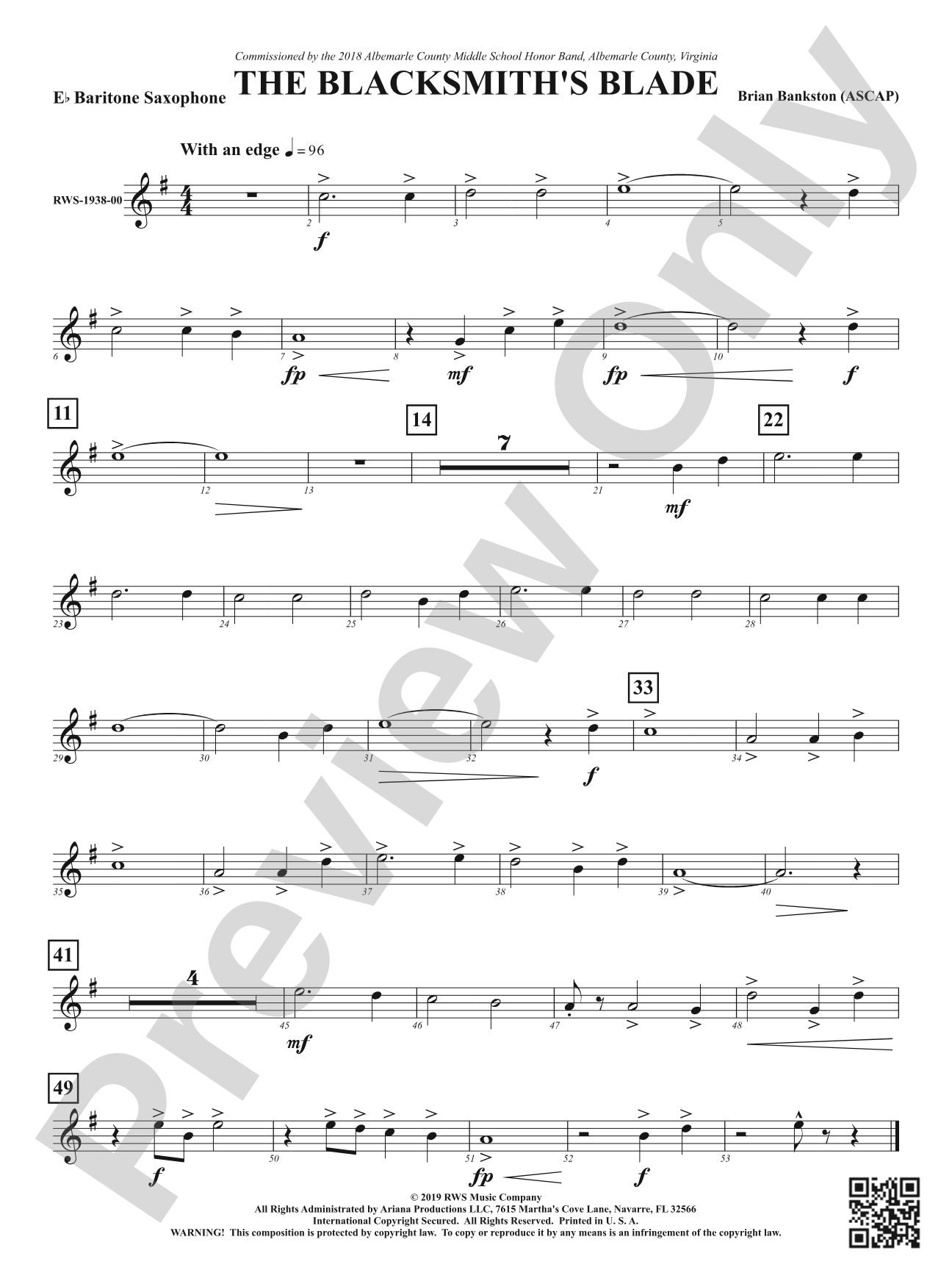The Blacksmith's Blade: E-flat Baritone Saxophone