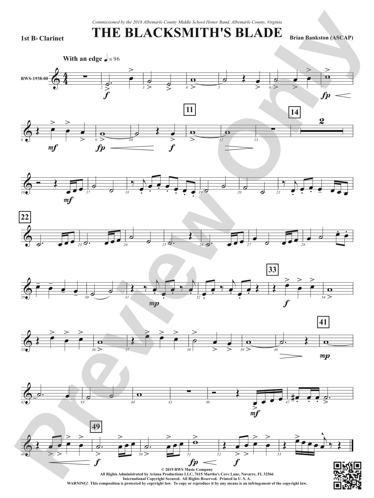 The Blacksmith's Blade: 1st B-flat Clarinet