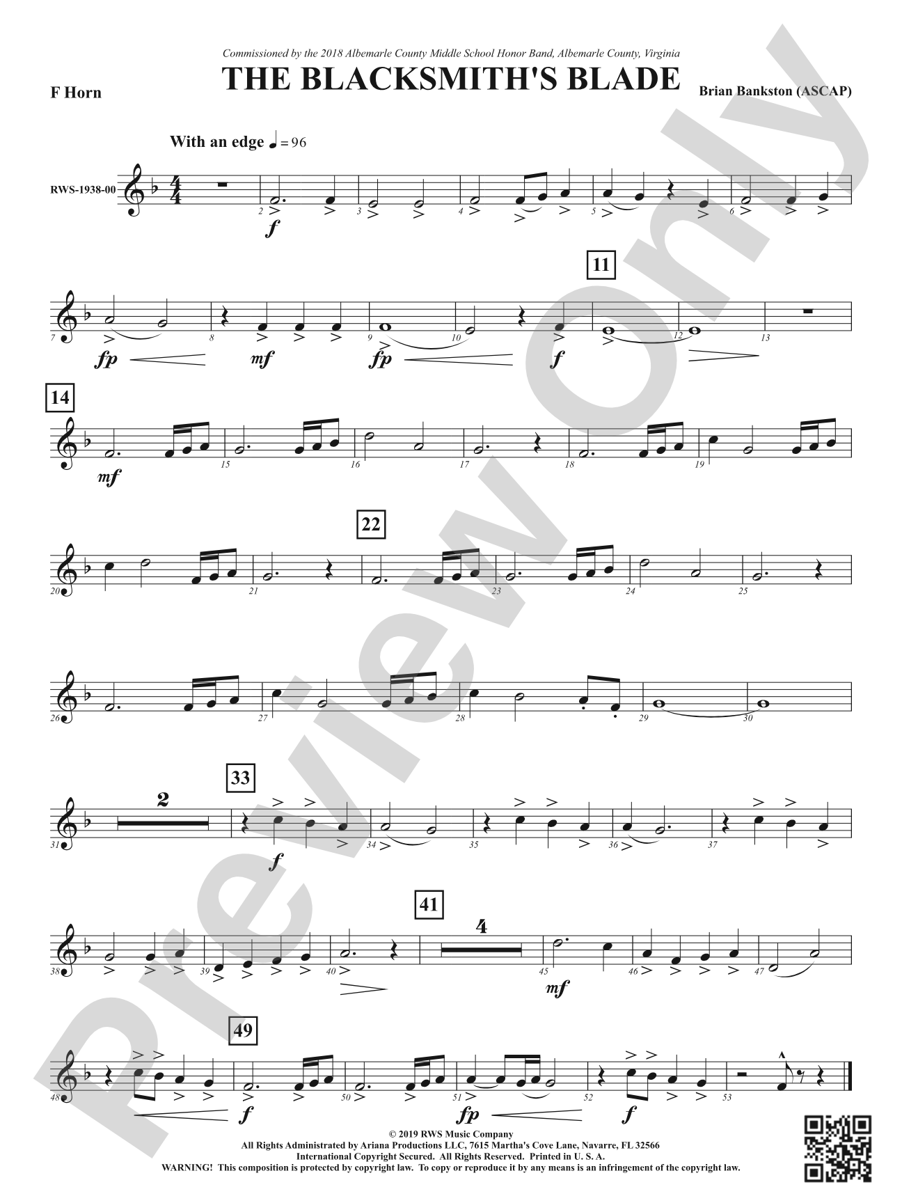 The Blacksmith's Blade: 1st F Horn