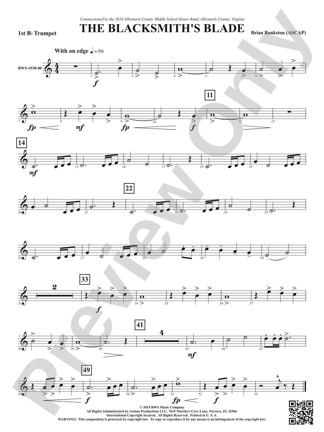 The Blacksmith's Blade: 1st B-flat Trumpet
