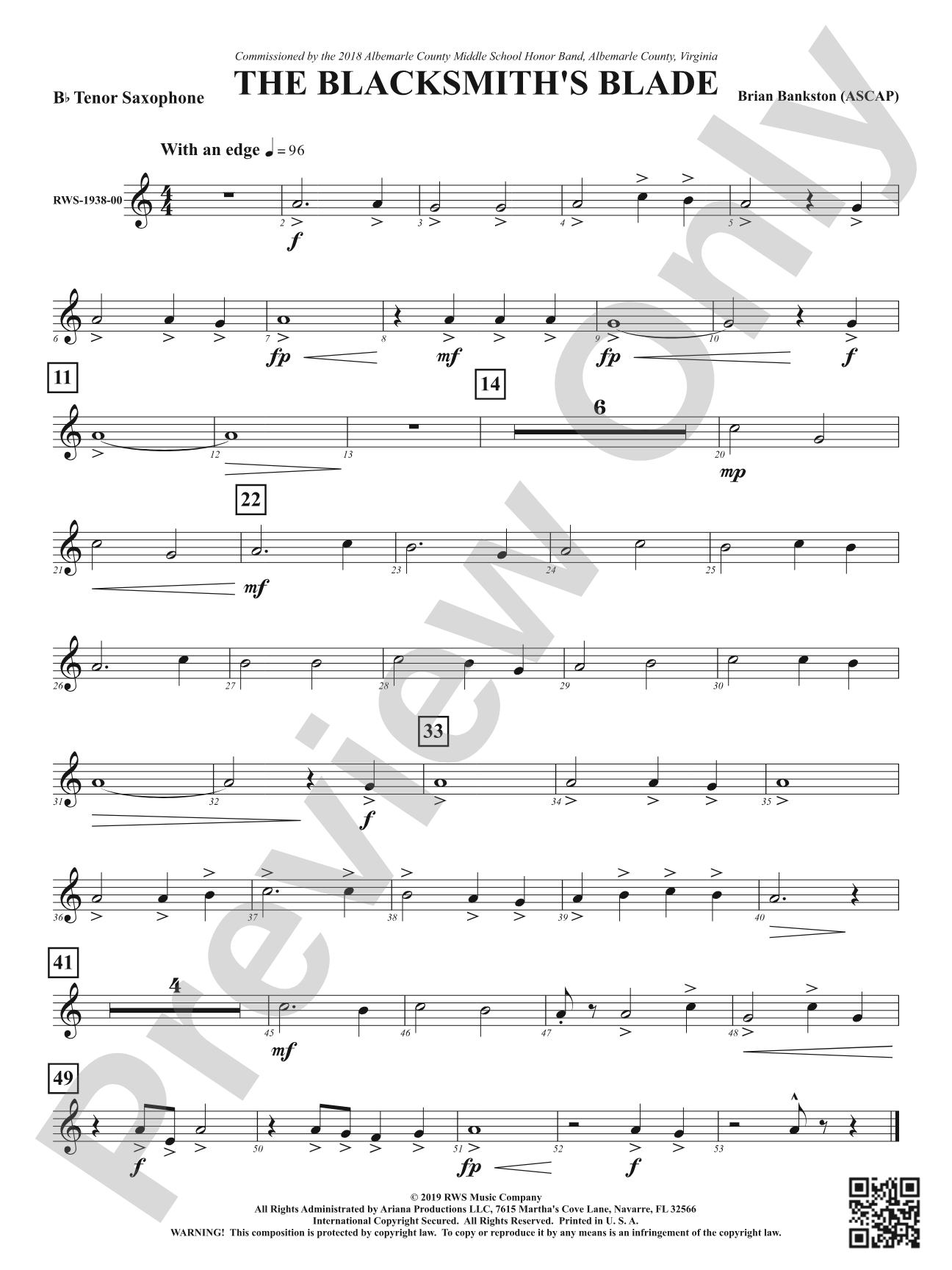 The Blacksmith's Blade: B-flat Tenor Saxophone