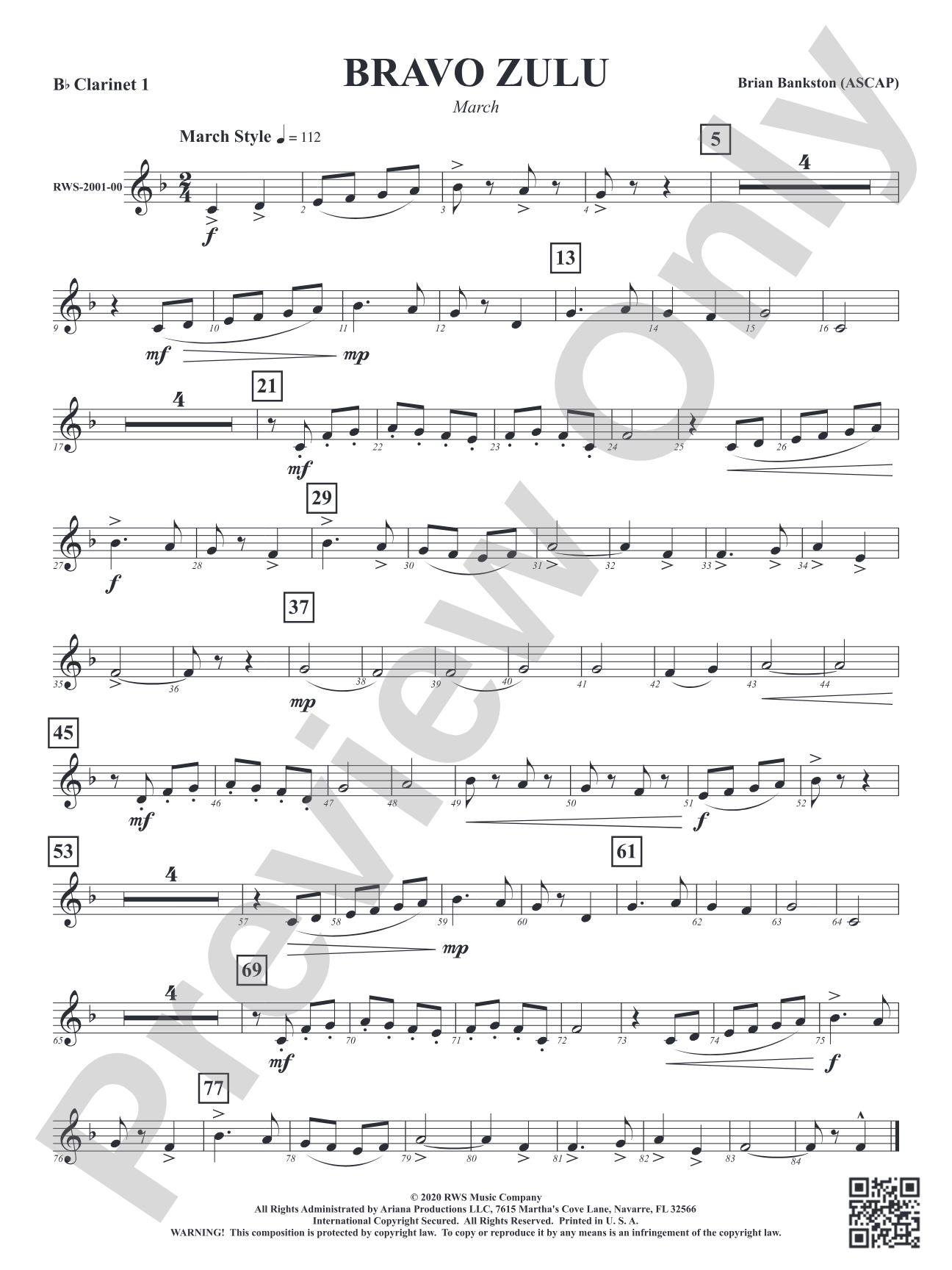 Bravo Zulu - March: 1st B-flat Clarinet