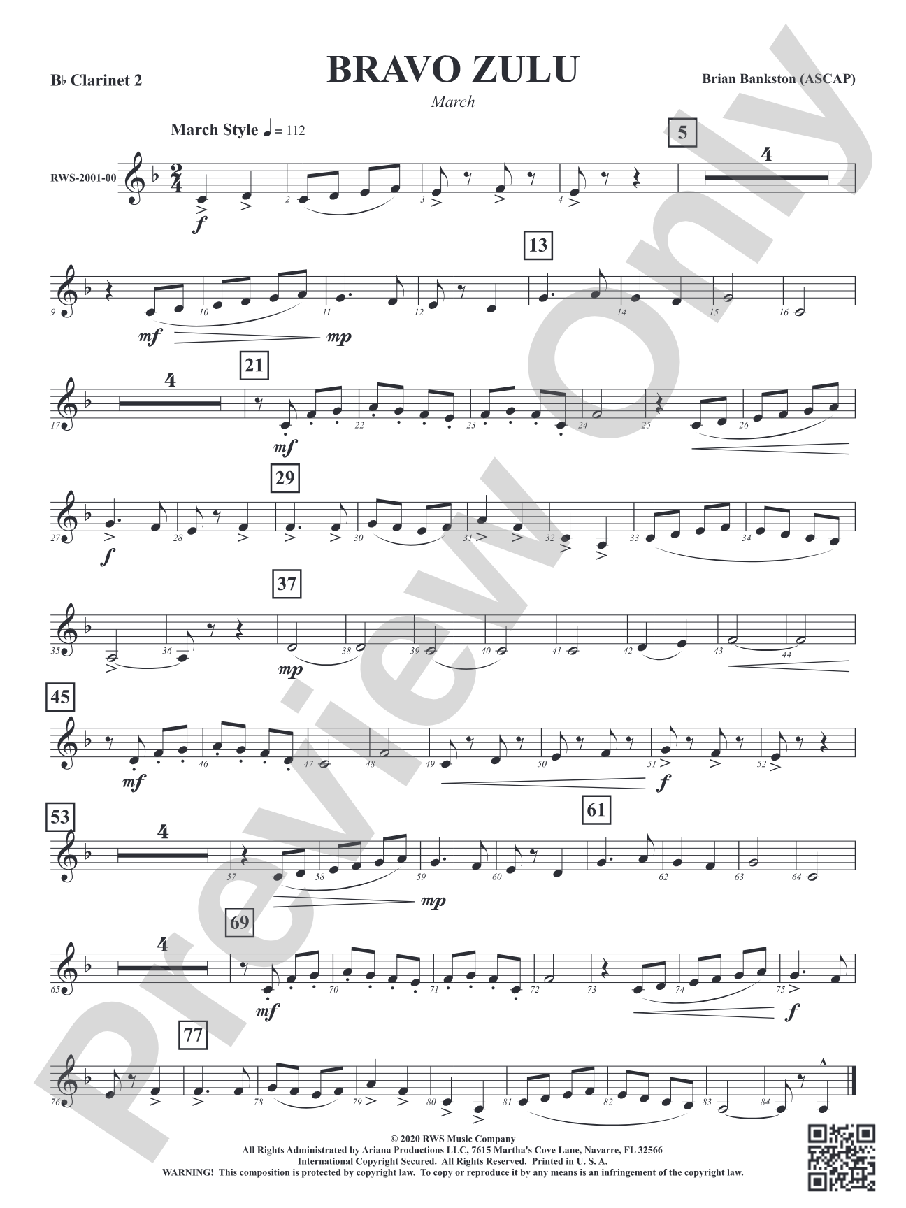 Bravo Zulu - March: 2nd B-flat Clarinet