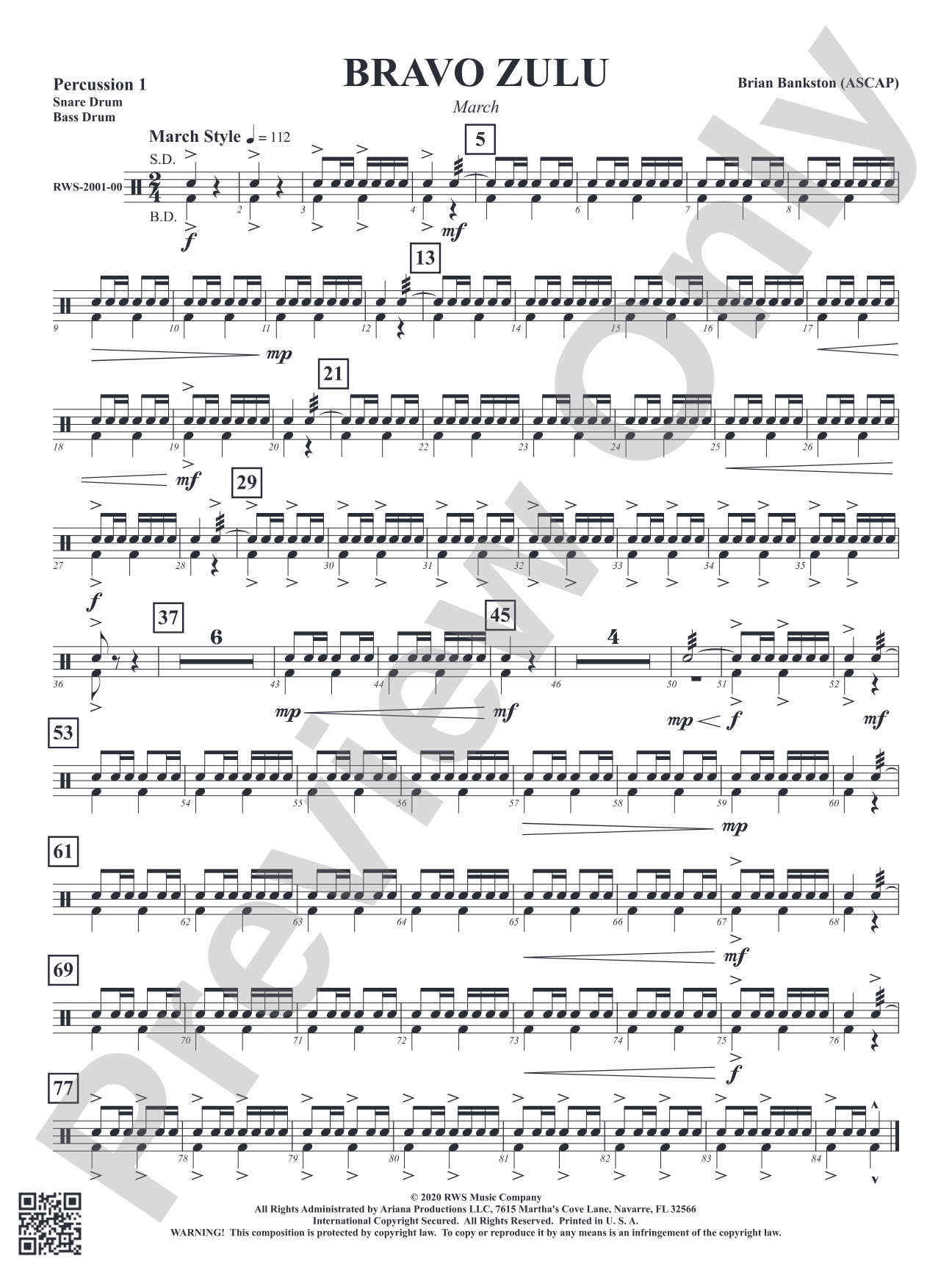 Bravo Zulu - March: 1st Percussion