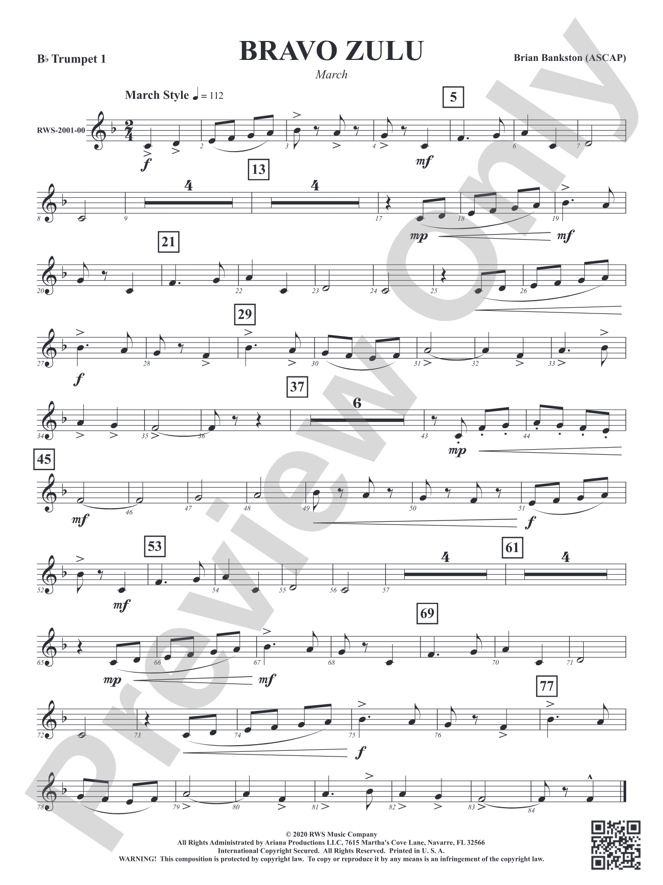 Bravo Zulu - March: 1st B-flat Trumpet