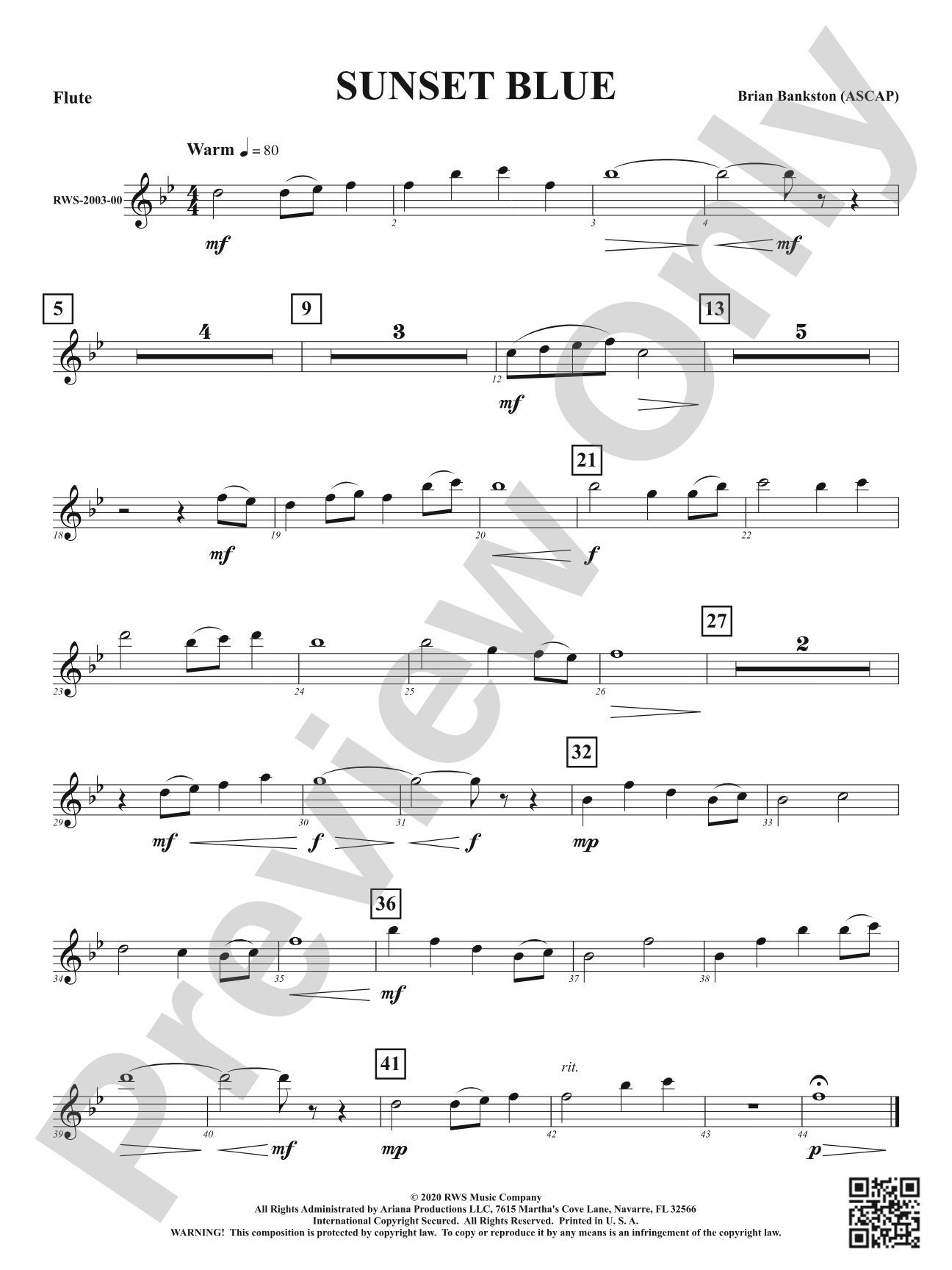 Sunset Blue: 1st Flute