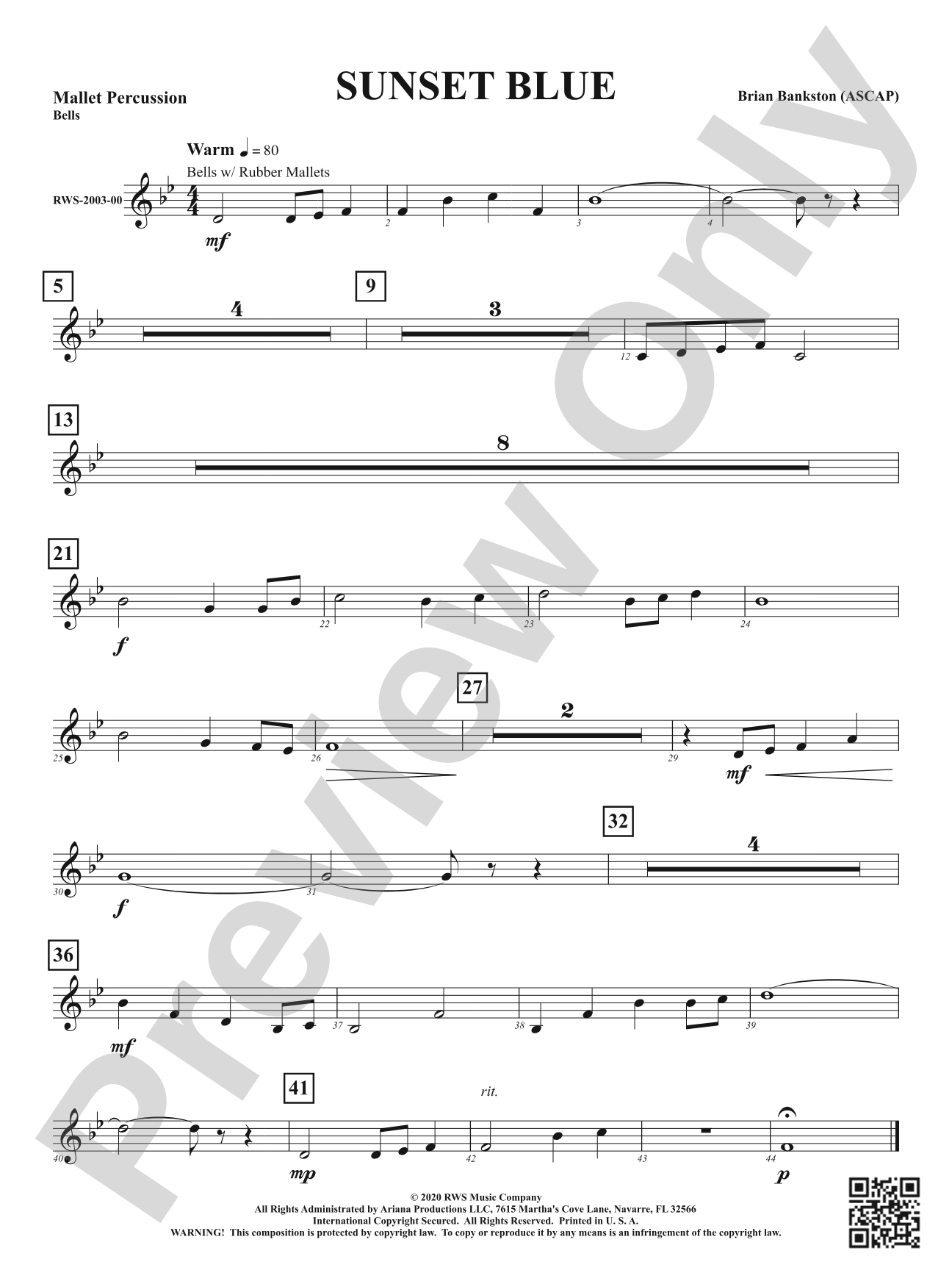 Sunset Blue: 1st Mallet Percussion