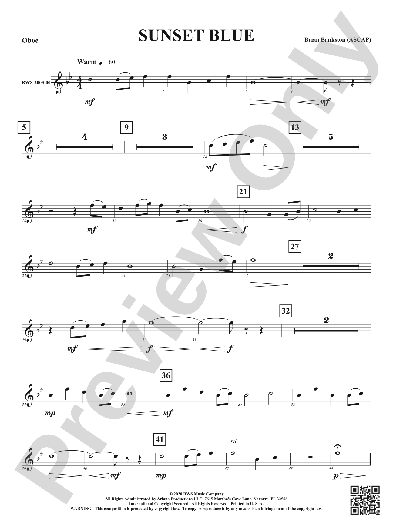 Sunset Blue: Oboe