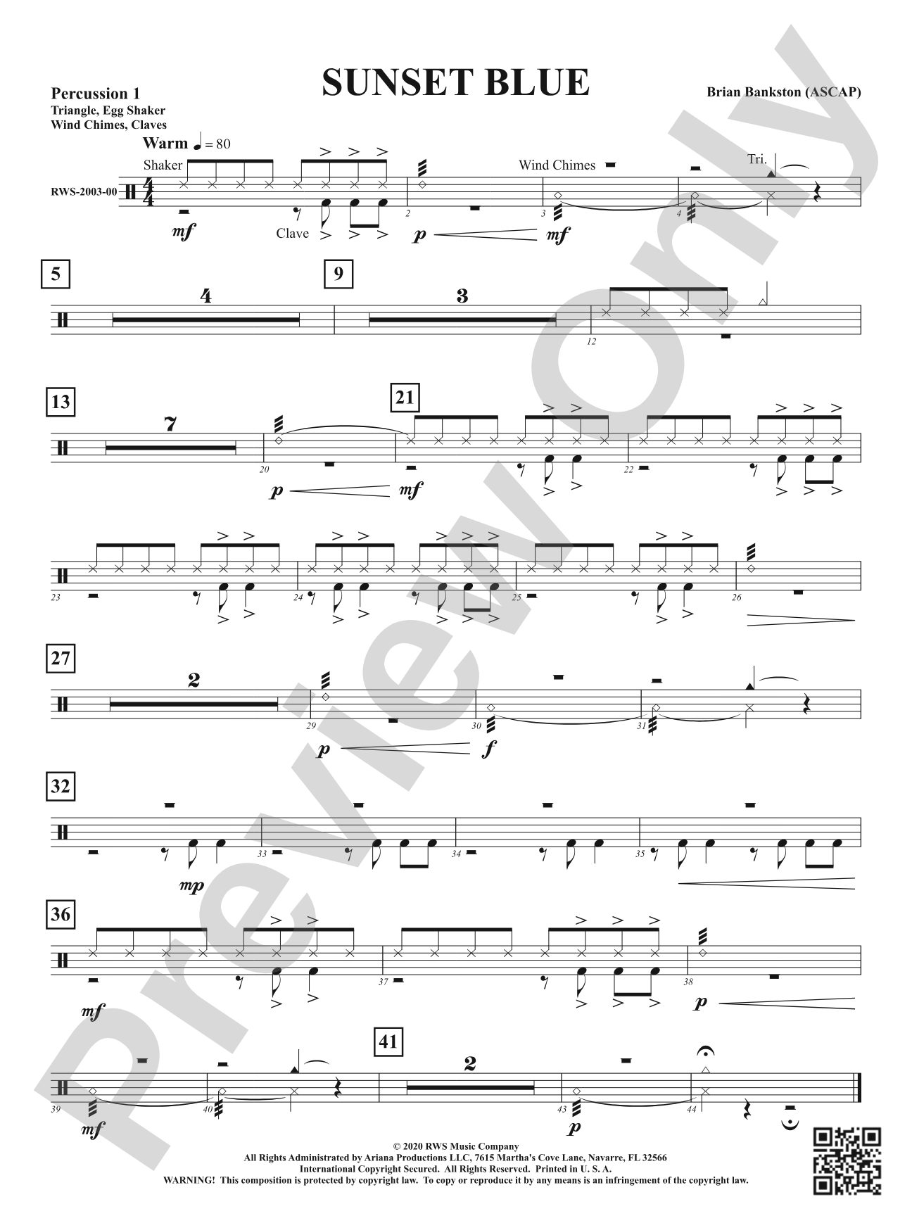 Sunset Blue: 1st Percussion