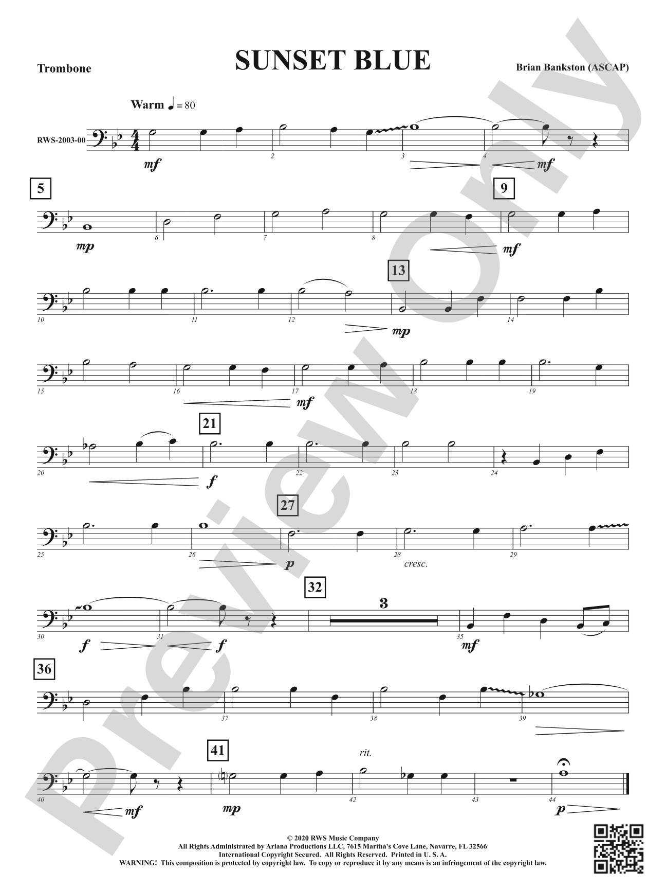 Sunset Blue: 1st Trombone