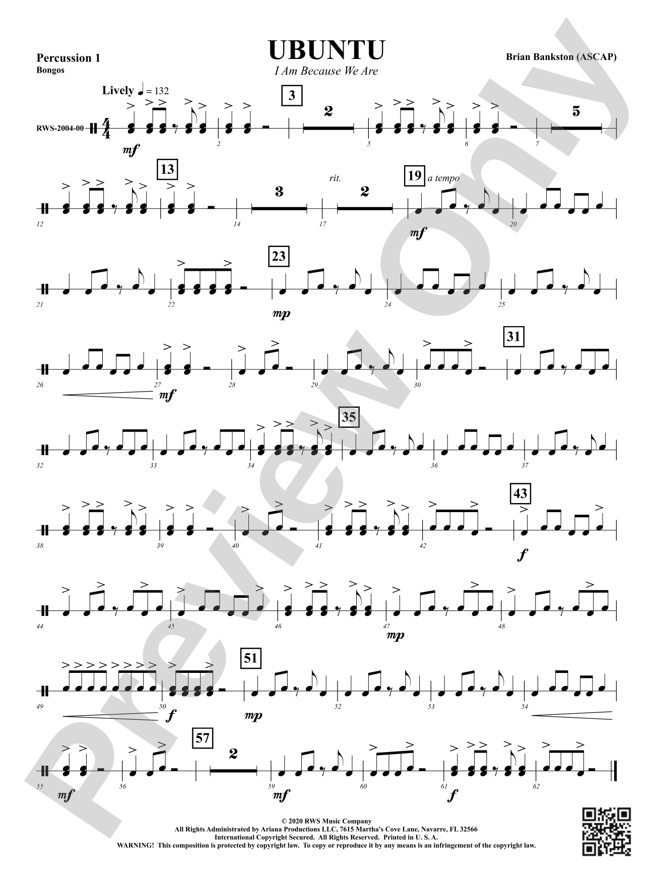 Ubuntu - I Am Because We Are: 1st Percussion