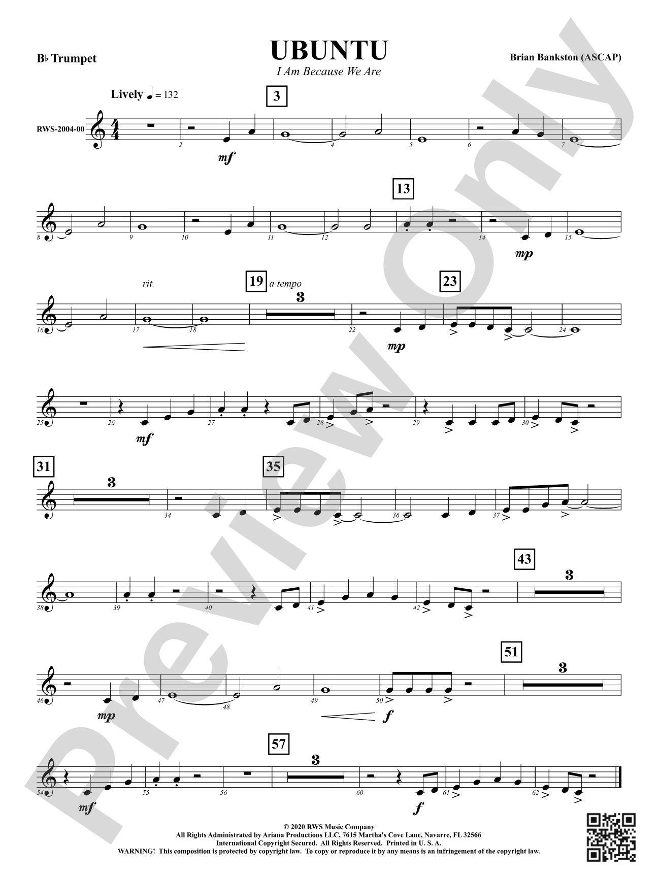 Ubuntu - I Am Because We Are: 1st B-flat Trumpet