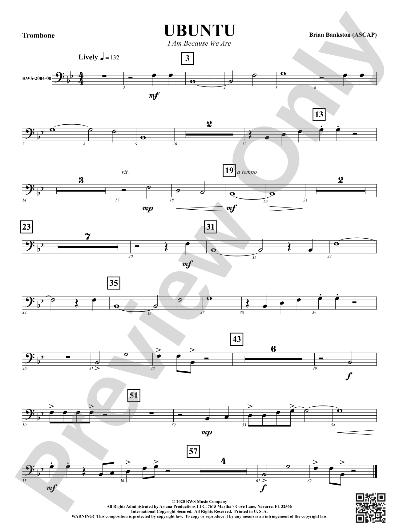 Ubuntu - I Am Because We Are: 1st Trombone