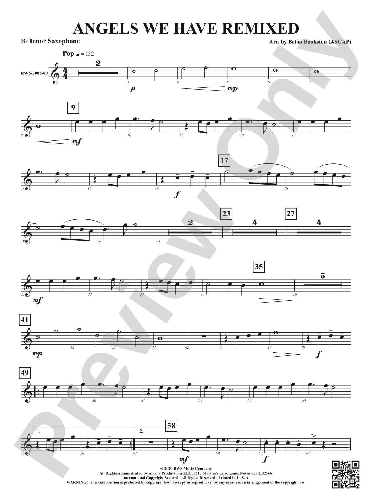 Angels We Have Remixed: B-flat Tenor Saxophone