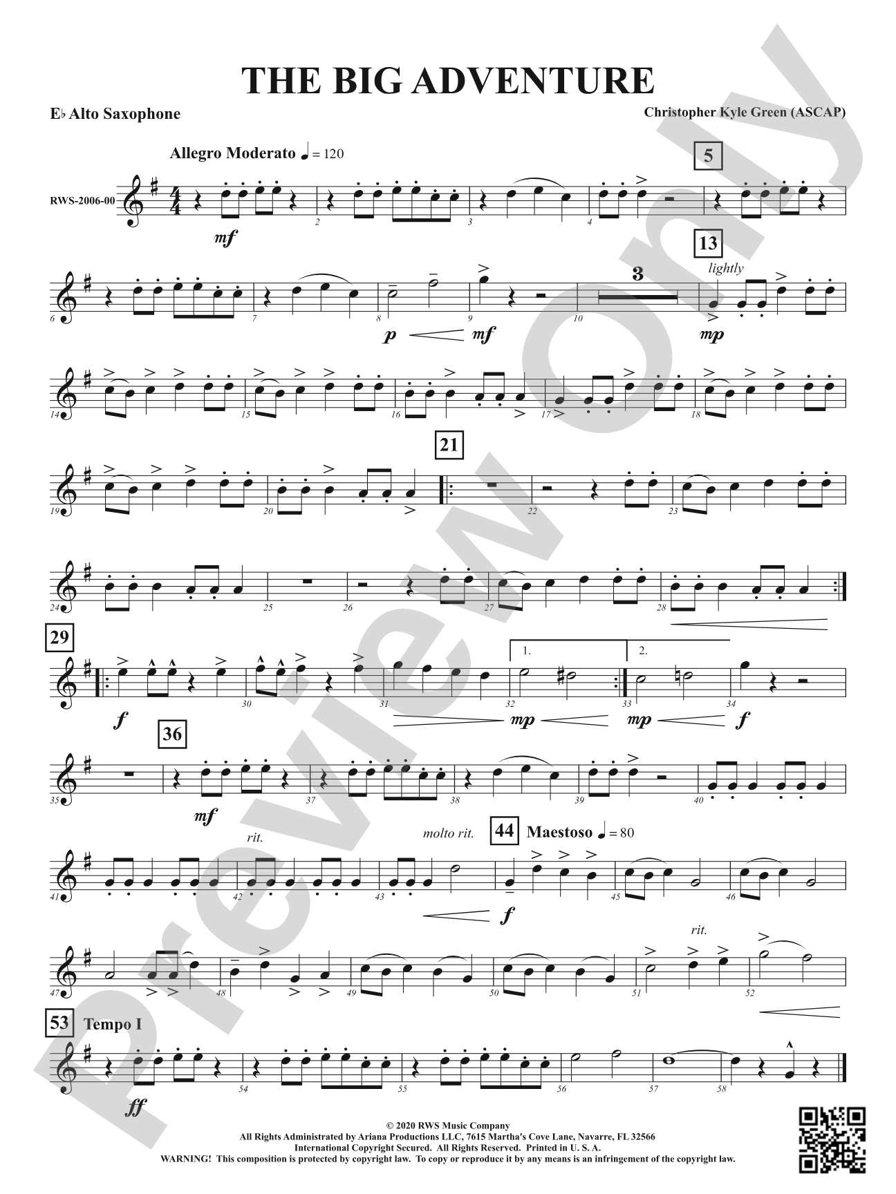 The Big Adventure: 1st E-flat Alto Saxophone