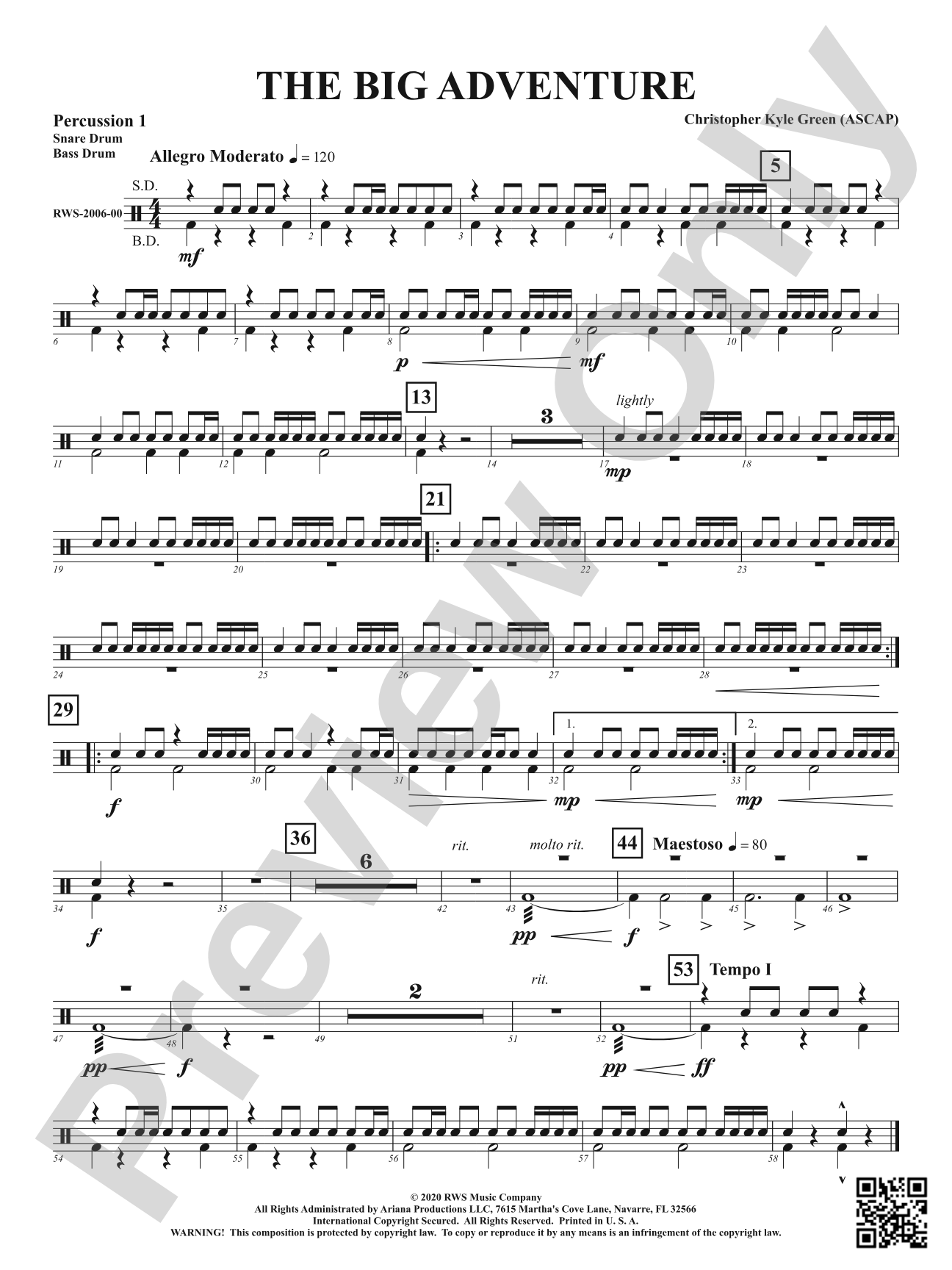 The Big Adventure: 1st Percussion