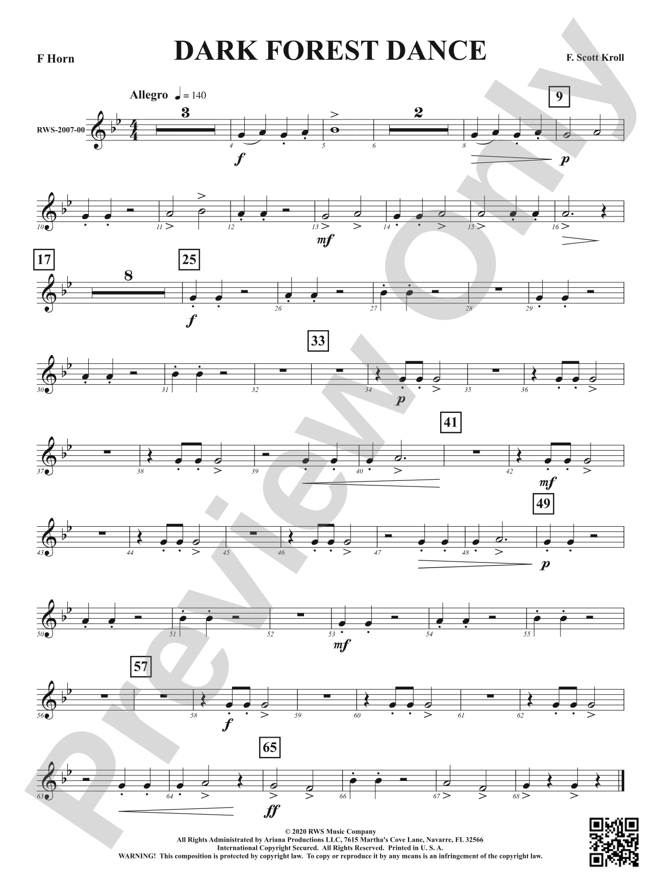 Dark Forest Dance: 1st F Horn