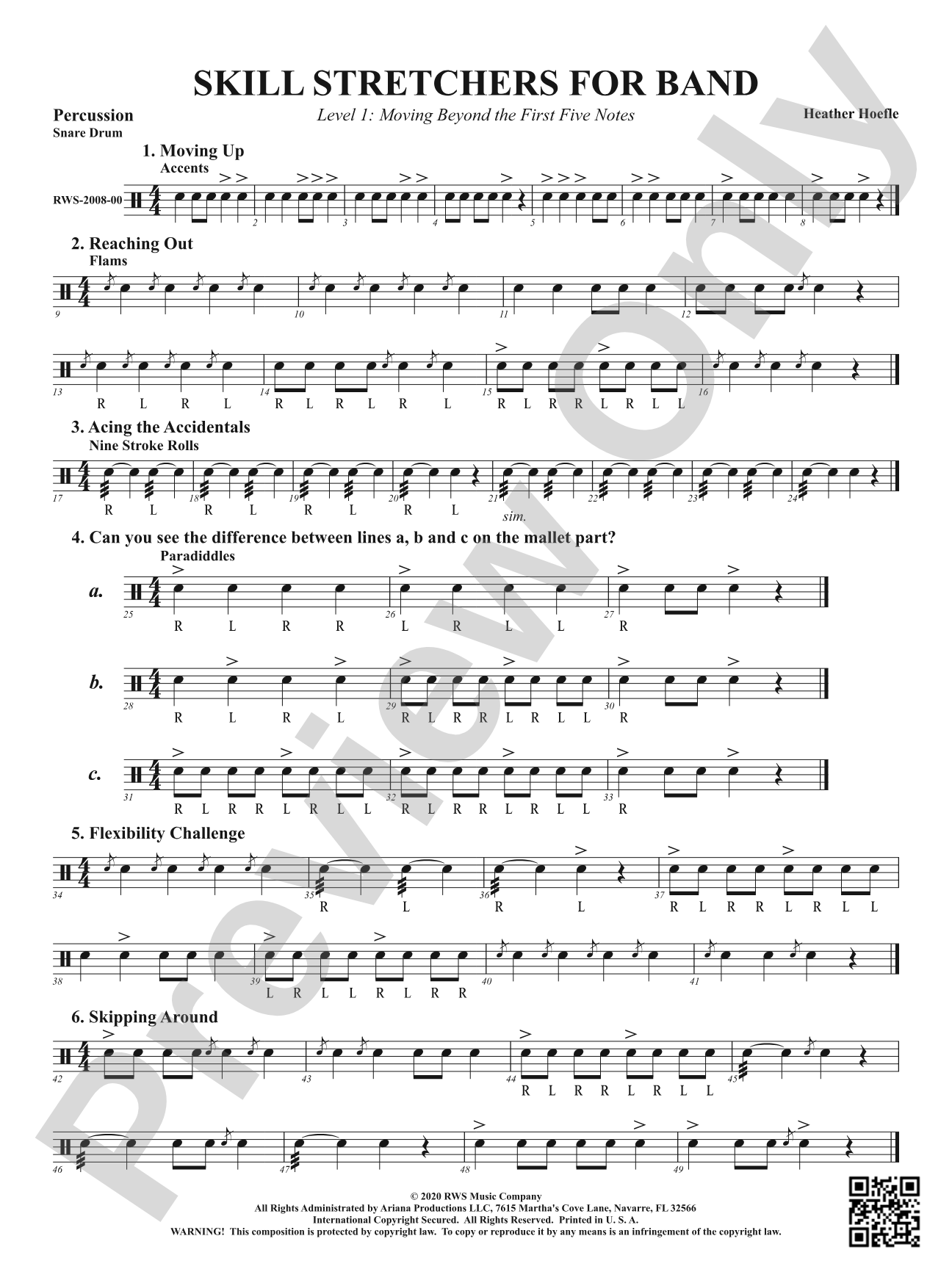 Skill Stretchers for Band - Level 1: Moving Beyond the First Five Notes: 1st Percussion