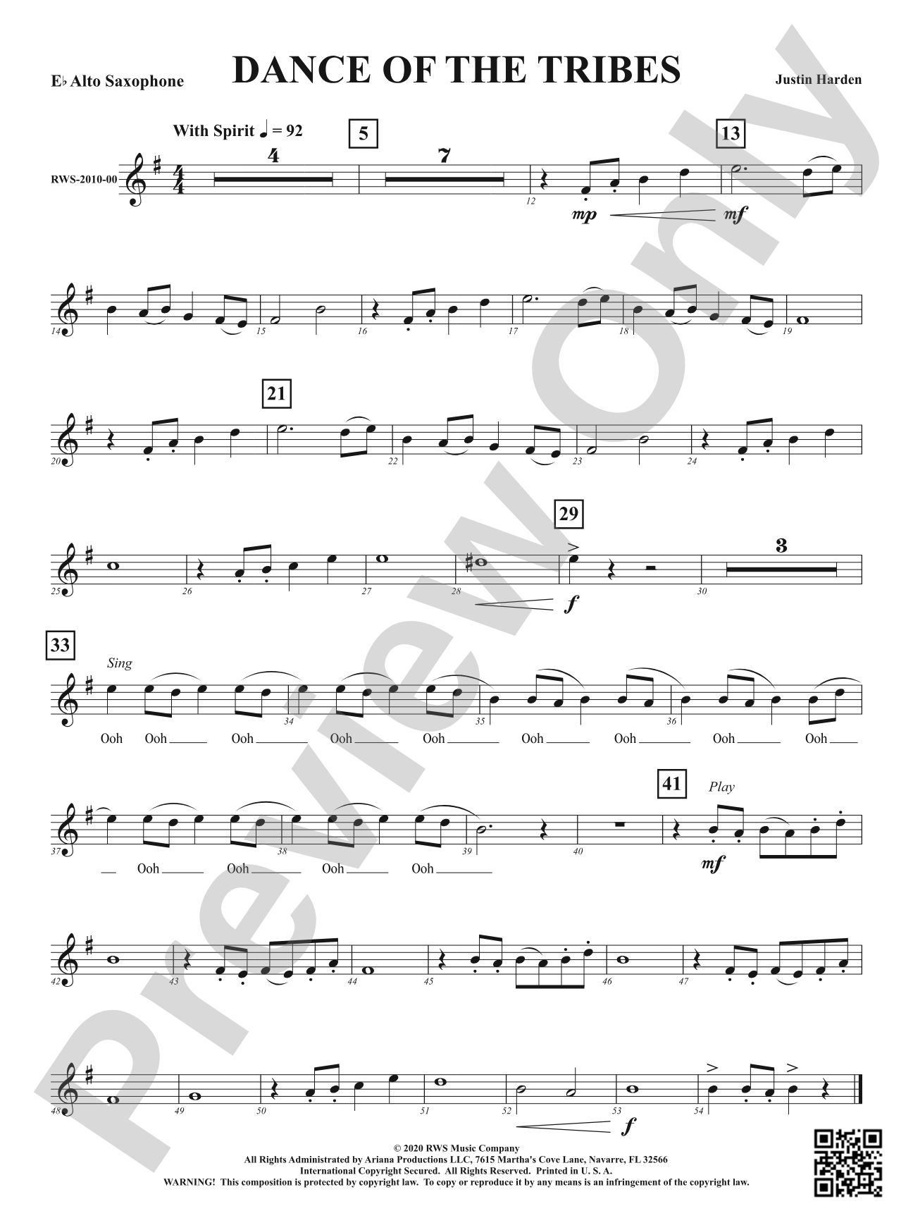 Dance of the Tribes: 1st E-flat Alto Saxophone
