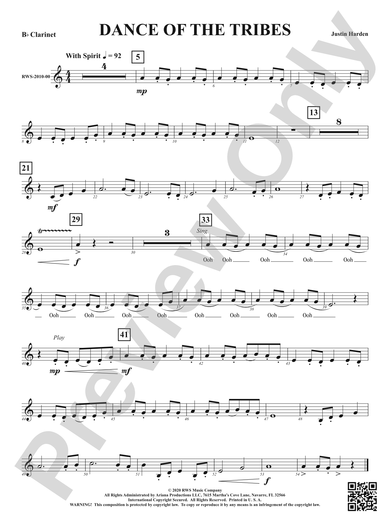 Dance of the Tribes: 1st B-flat Clarinet