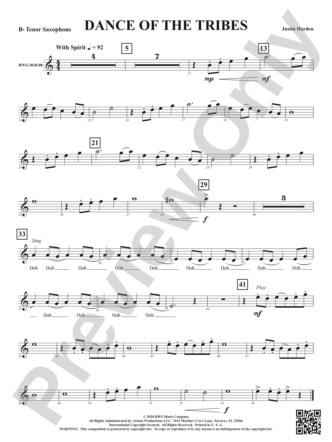 Dance of the Tribes: B-flat Tenor Saxophone