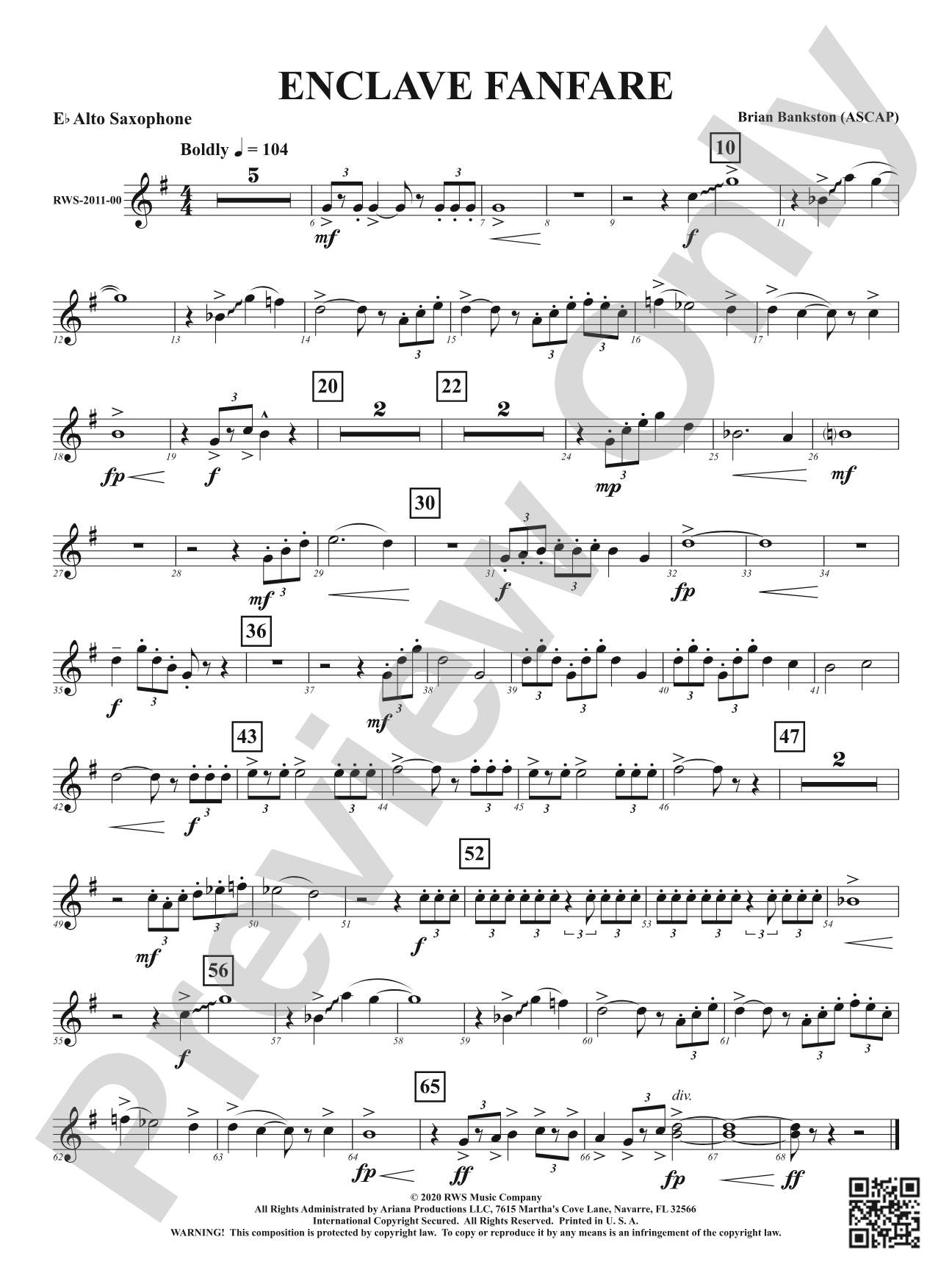 Enclave Fanfare: 1st E-flat Alto Saxophone