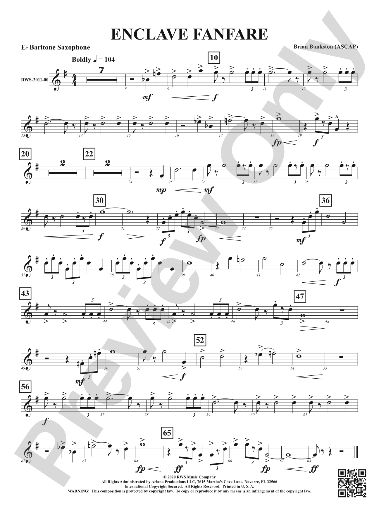 Enclave Fanfare: E-flat Baritone Saxophone