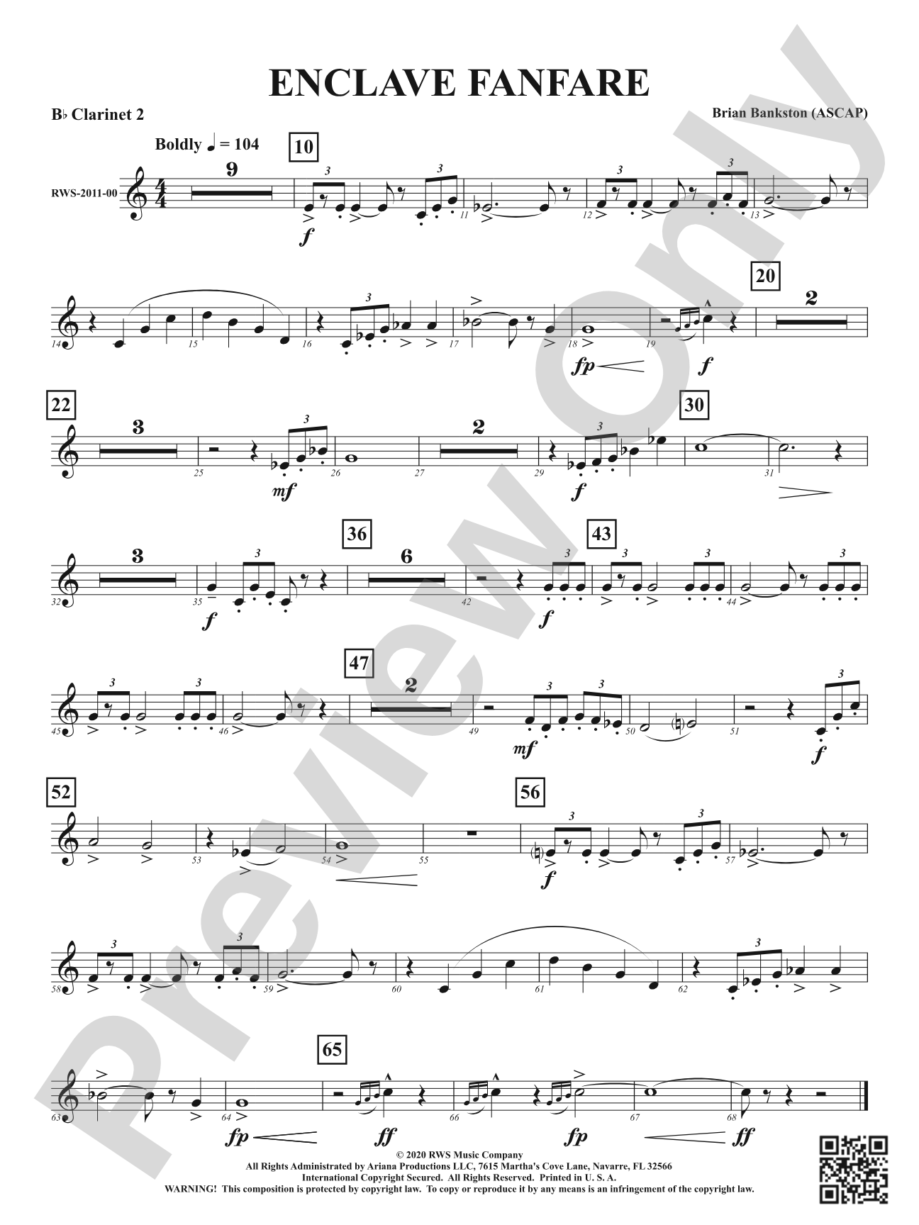 Enclave Fanfare: 2nd B-flat Clarinet