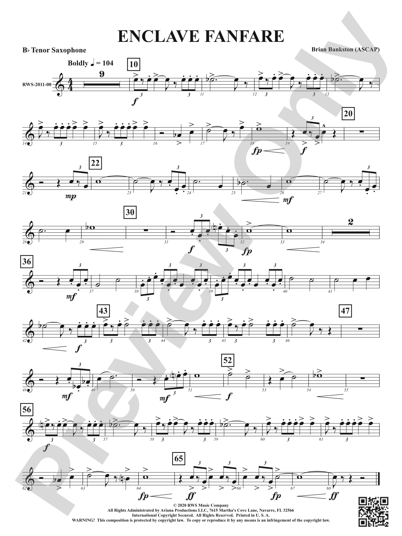 Enclave Fanfare: B-flat Tenor Saxophone