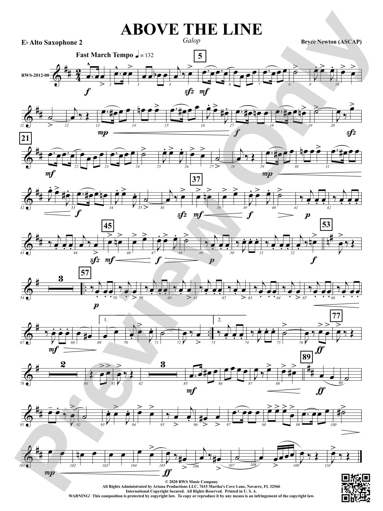 Above the Line - Galop: 2nd E-flat Alto Saxophone