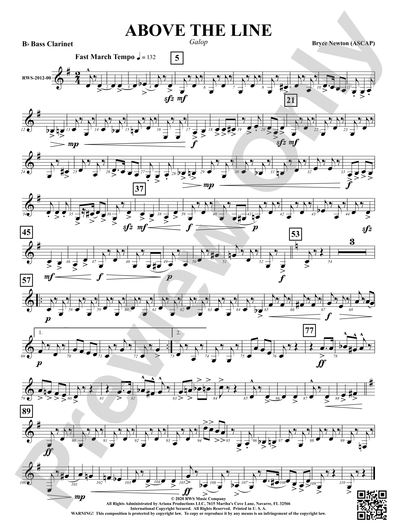 Above the Line - Galop: B-flat Bass Clarinet