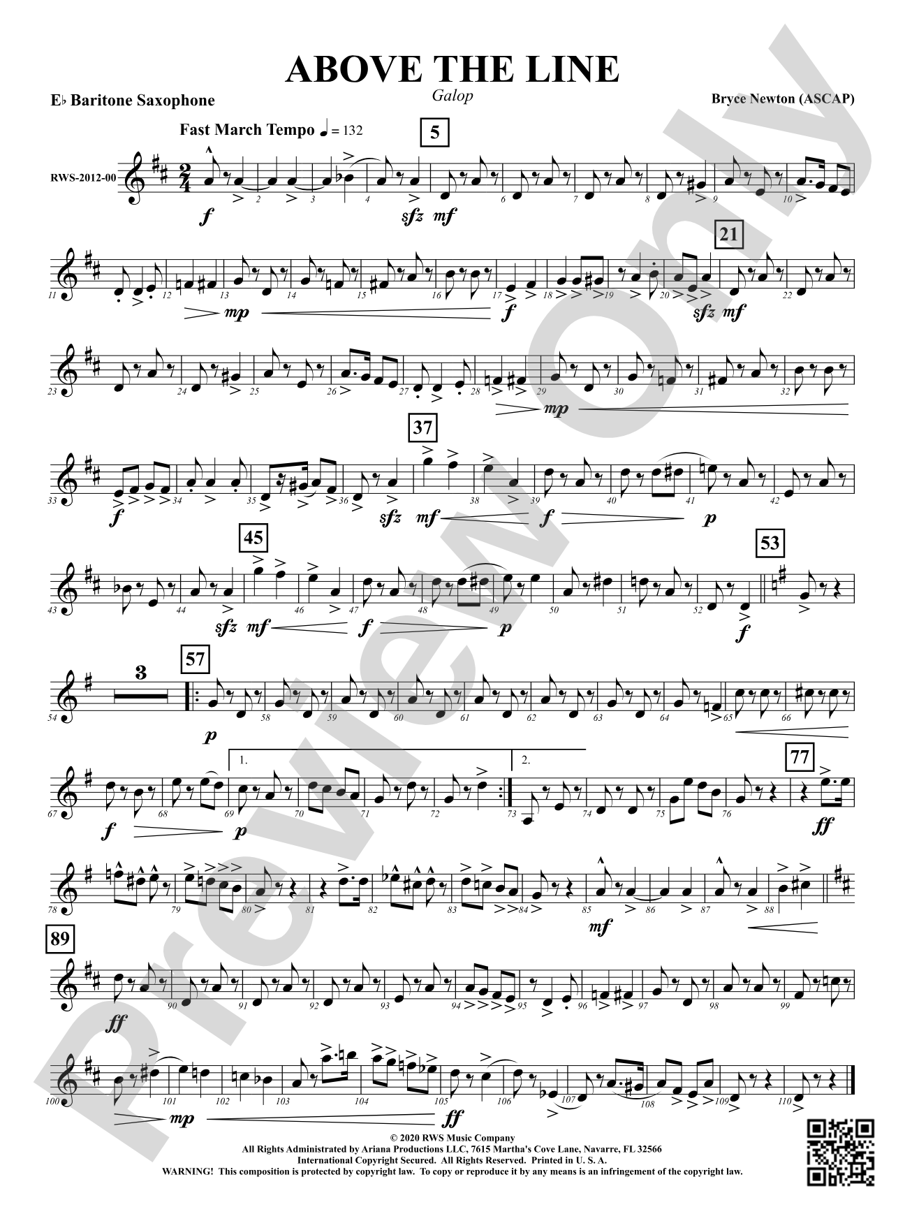 Above the Line - Galop: E-flat Baritone Saxophone
