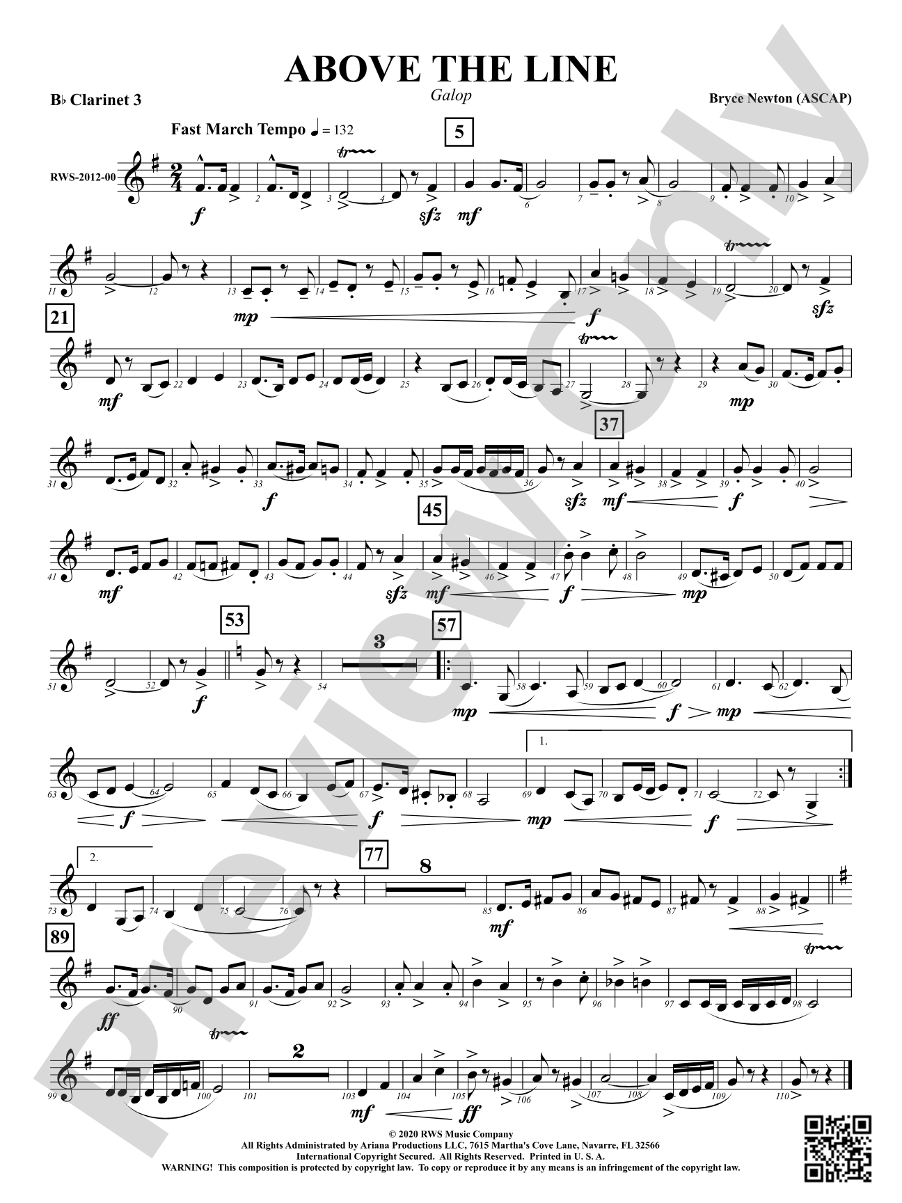 Above the Line - Galop: 3rd B-flat Clarinet