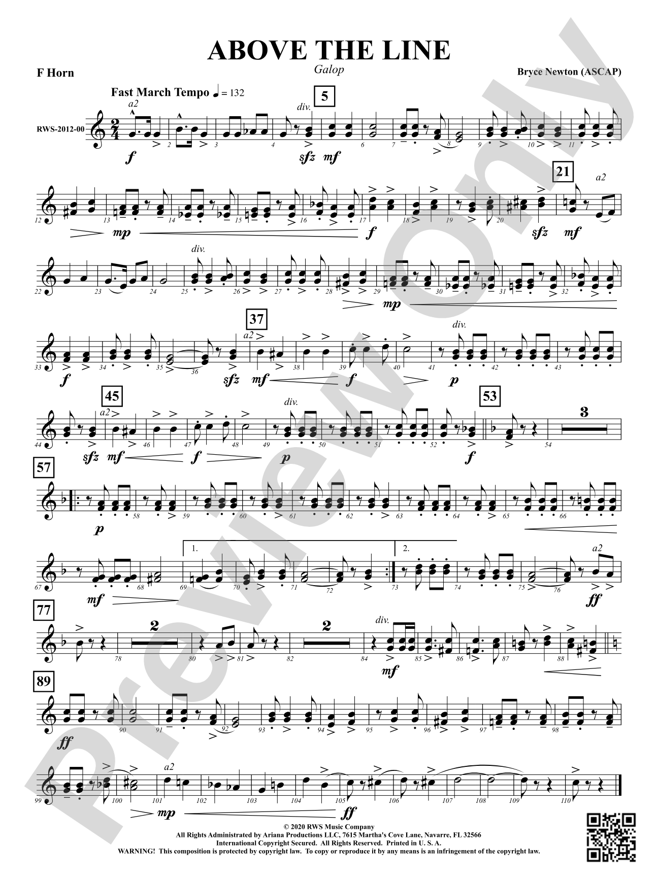Above the Line - Galop: 1st F Horn