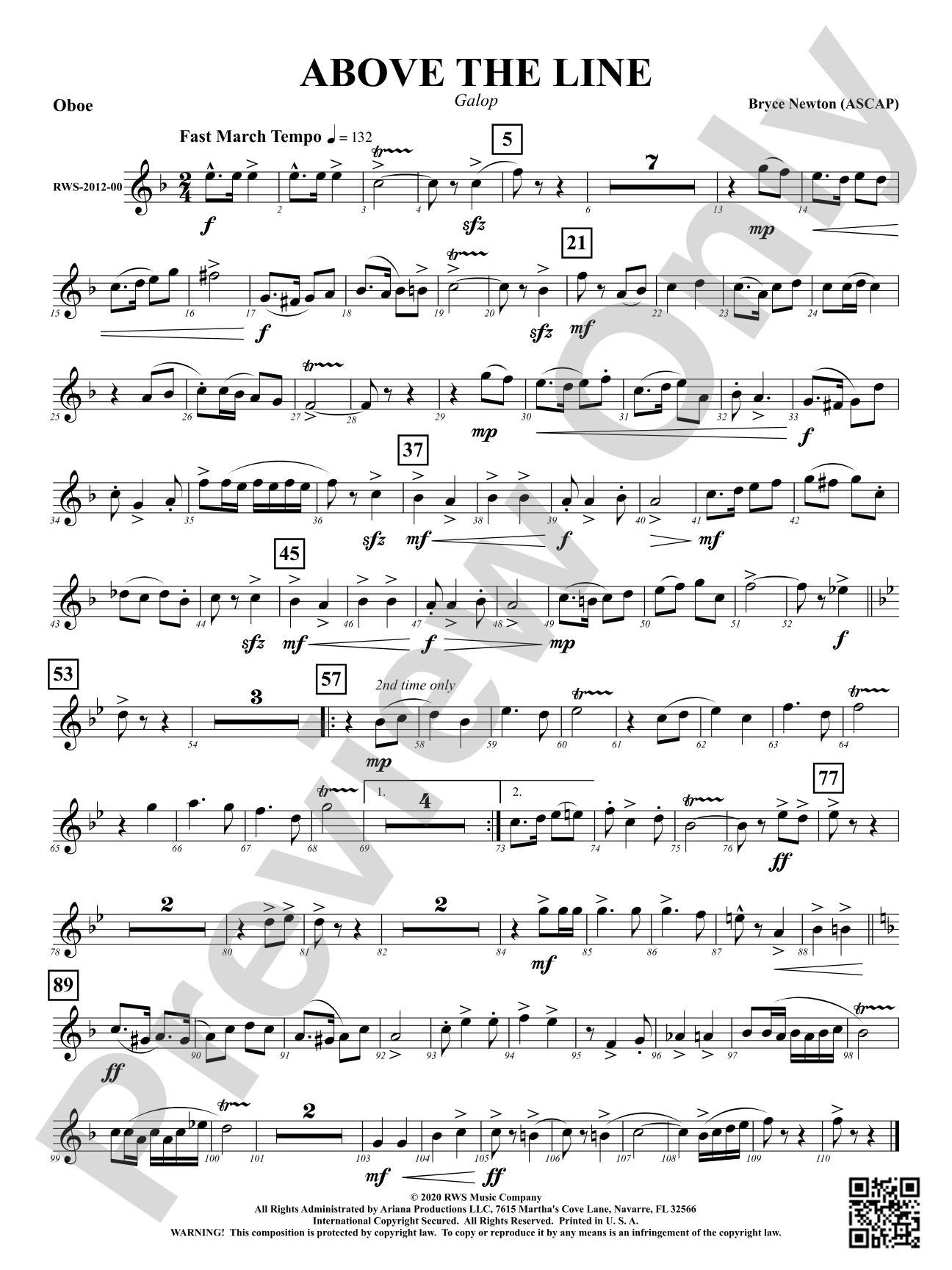 Above the Line - Galop: Oboe